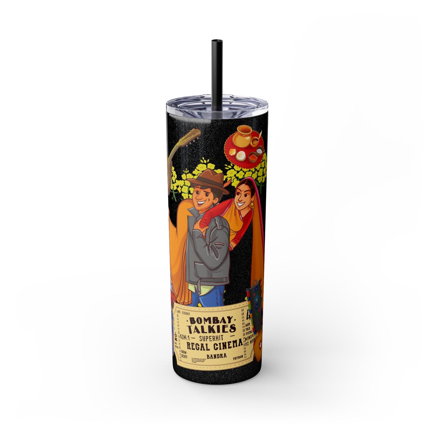 DDLJ Skinny Tumbler with Straw, 20oz