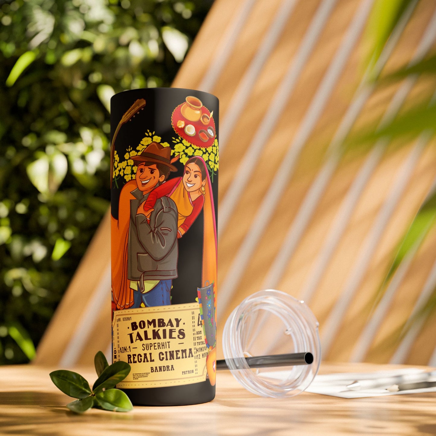DDLJ Skinny Tumbler with Straw, 20oz