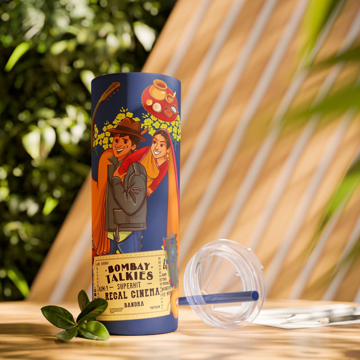 DDLJ Skinny Tumbler with Straw, 20oz