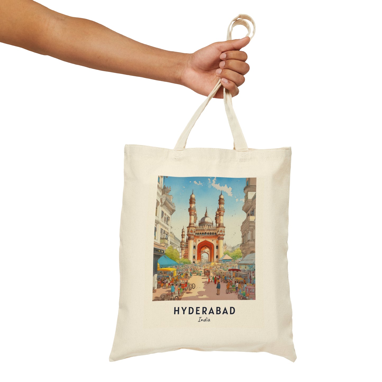 Hyderabad Cotton Canvas Tote Bag - Currycature 🇺🇸