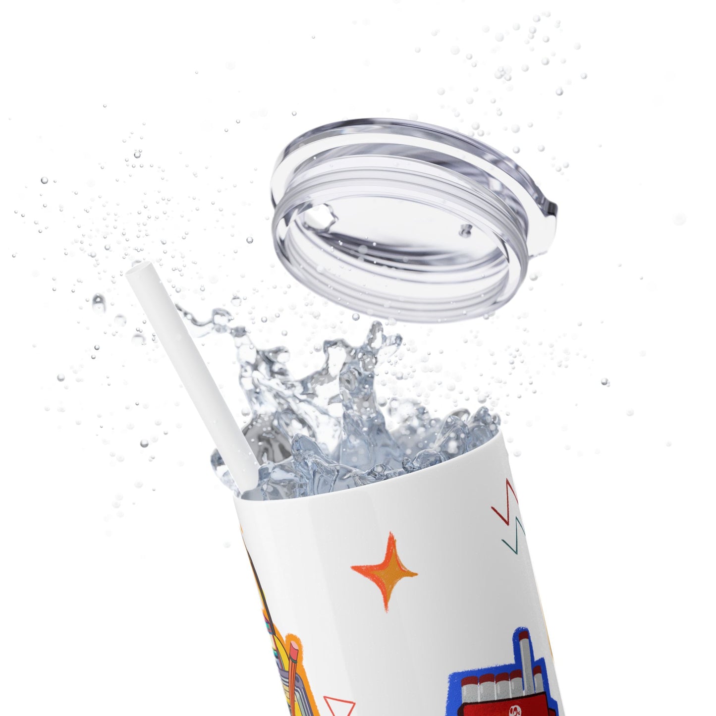 Nostalgia Skinny Tumbler with Straw, 20oz