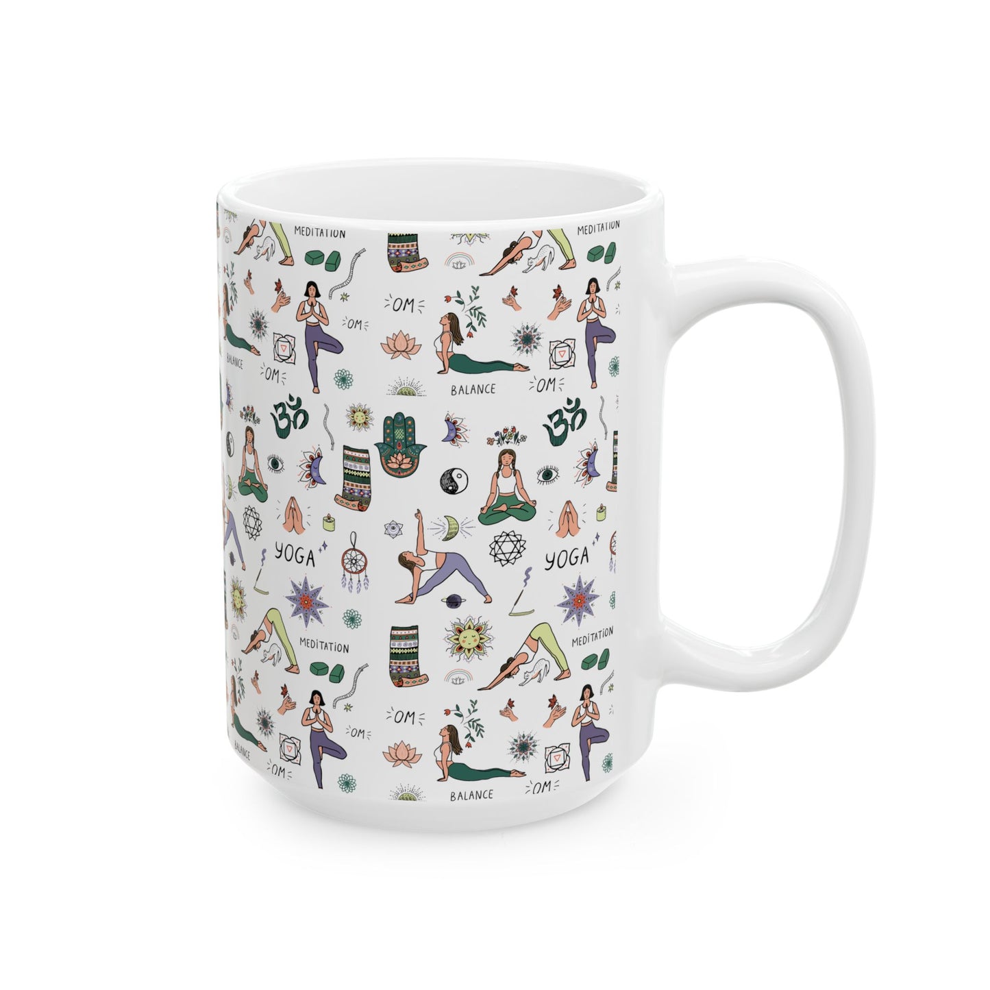 Yoga Ceramic Mug, (11oz, 15oz)