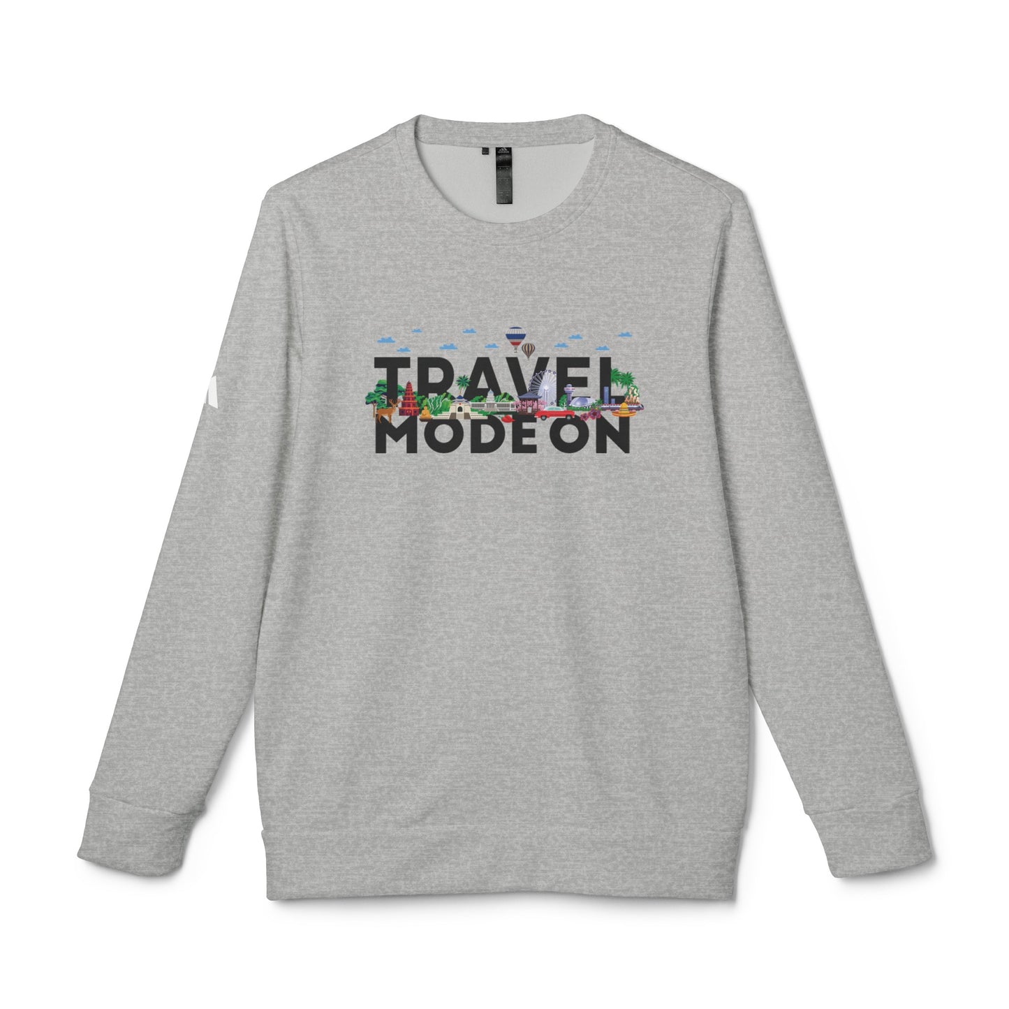 Travel Mode On adidas® Unisex Fleece Crewneck Sweatshirt - Currycature 🇺🇸
