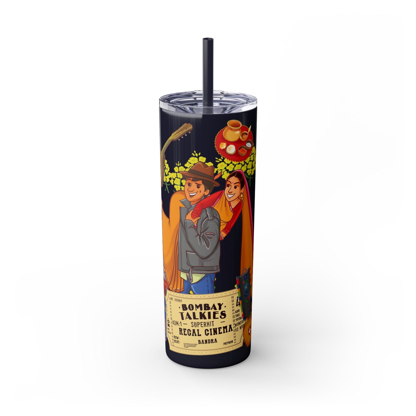DDLJ Skinny Tumbler with Straw, 20oz