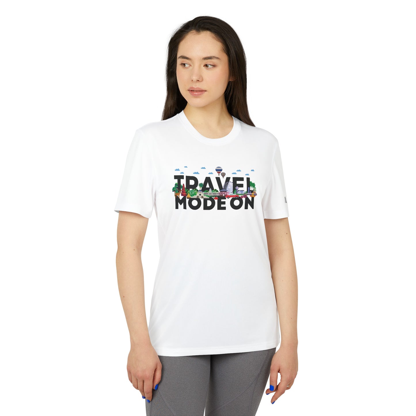 Travel Mode On adidas® Unisex Sport T-shirt - Currycature 🇺🇸