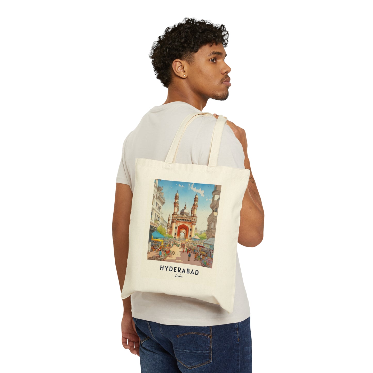 Hyderabad Cotton Canvas Tote Bag - Currycature 🇺🇸