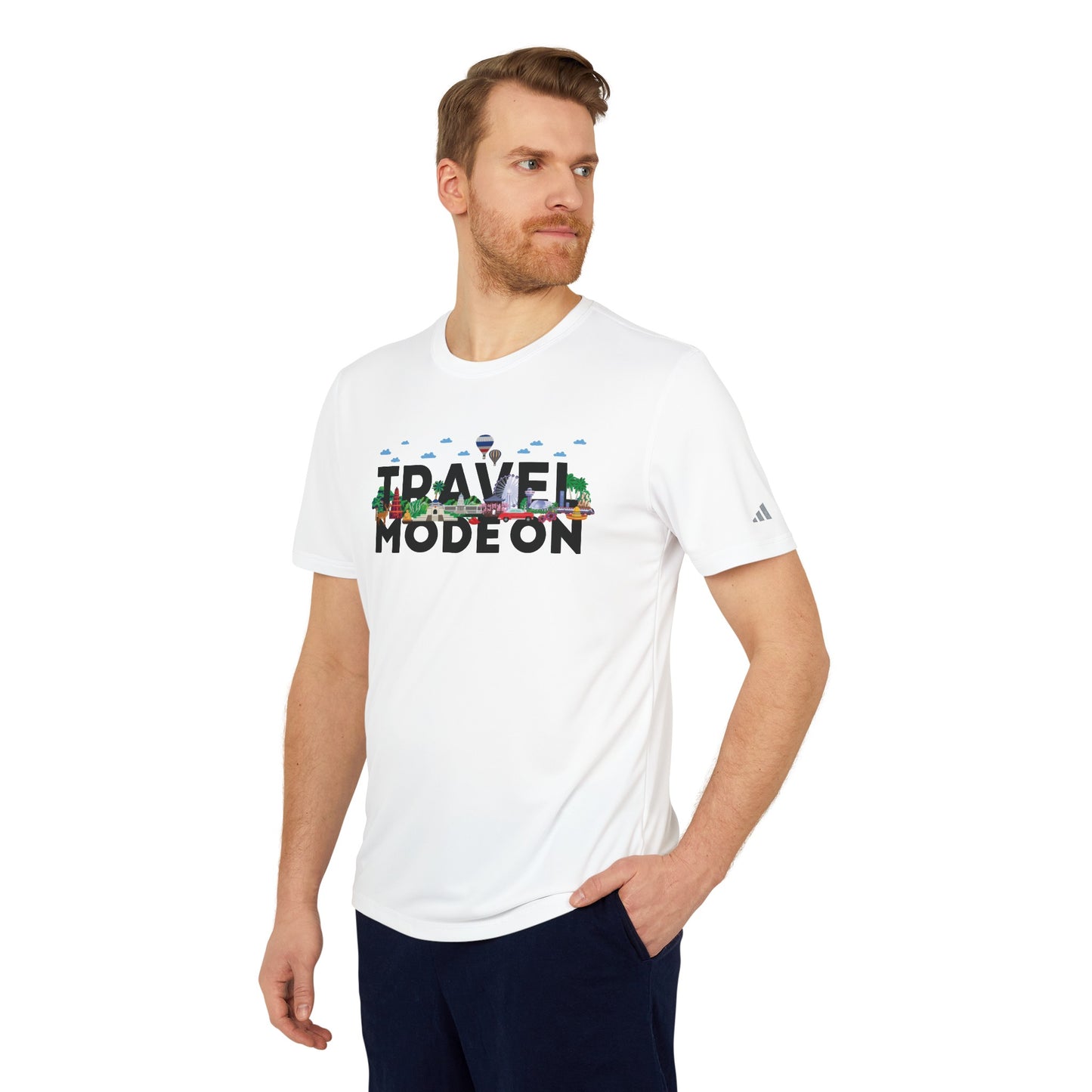Travel Mode On adidas® Unisex Sport T-shirt - Currycature 🇺🇸