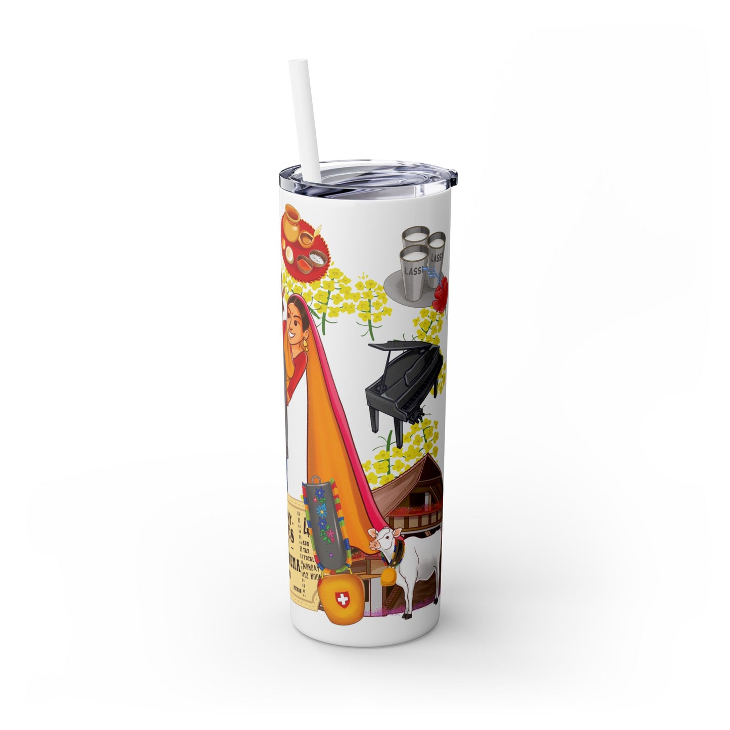DDLJ Skinny Tumbler with Straw, 20oz