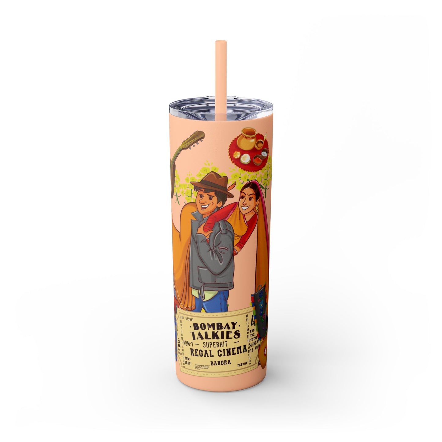 DDLJ Skinny Tumbler with Straw, 20oz
