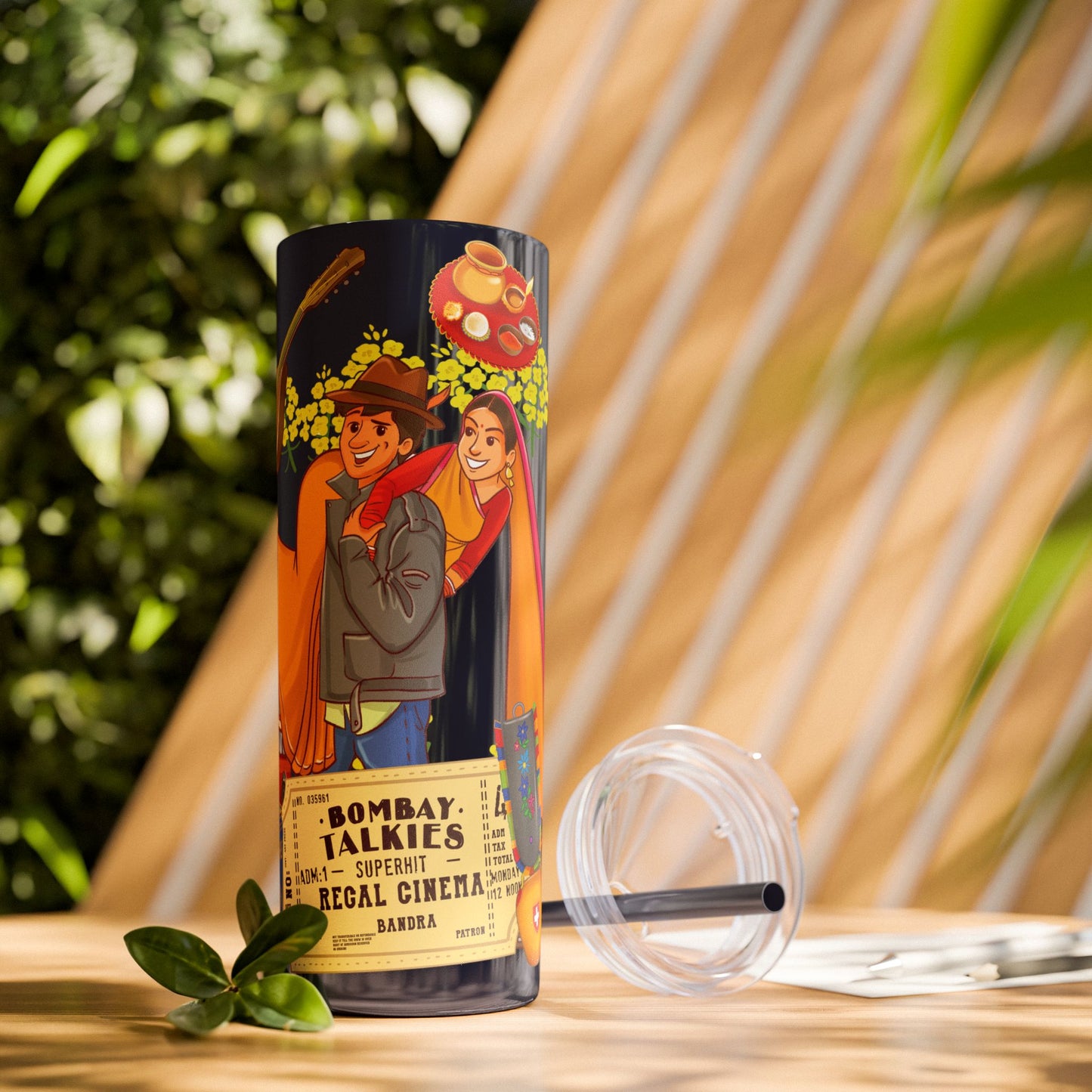 DDLJ Skinny Tumbler with Straw, 20oz