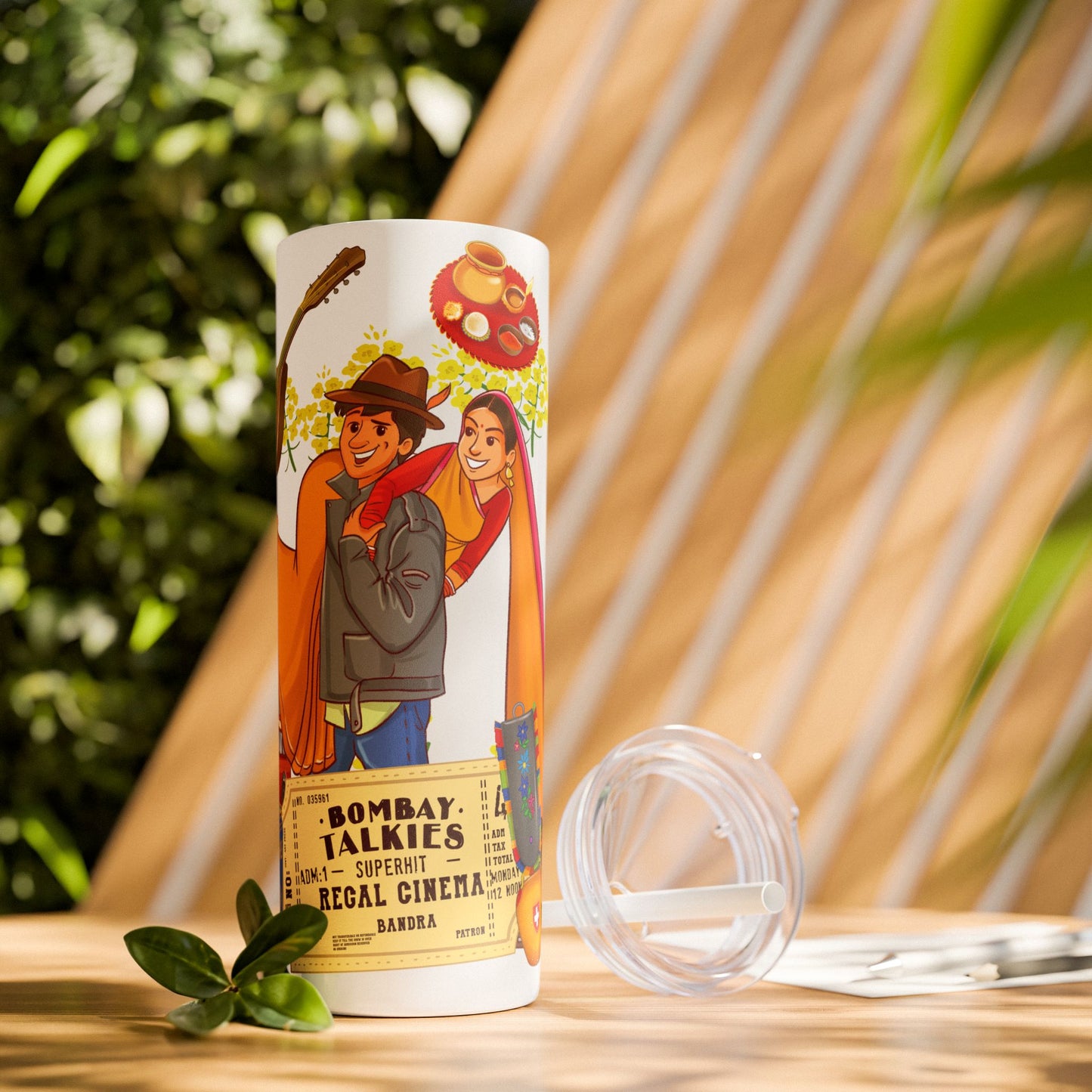 DDLJ Skinny Tumbler with Straw, 20oz