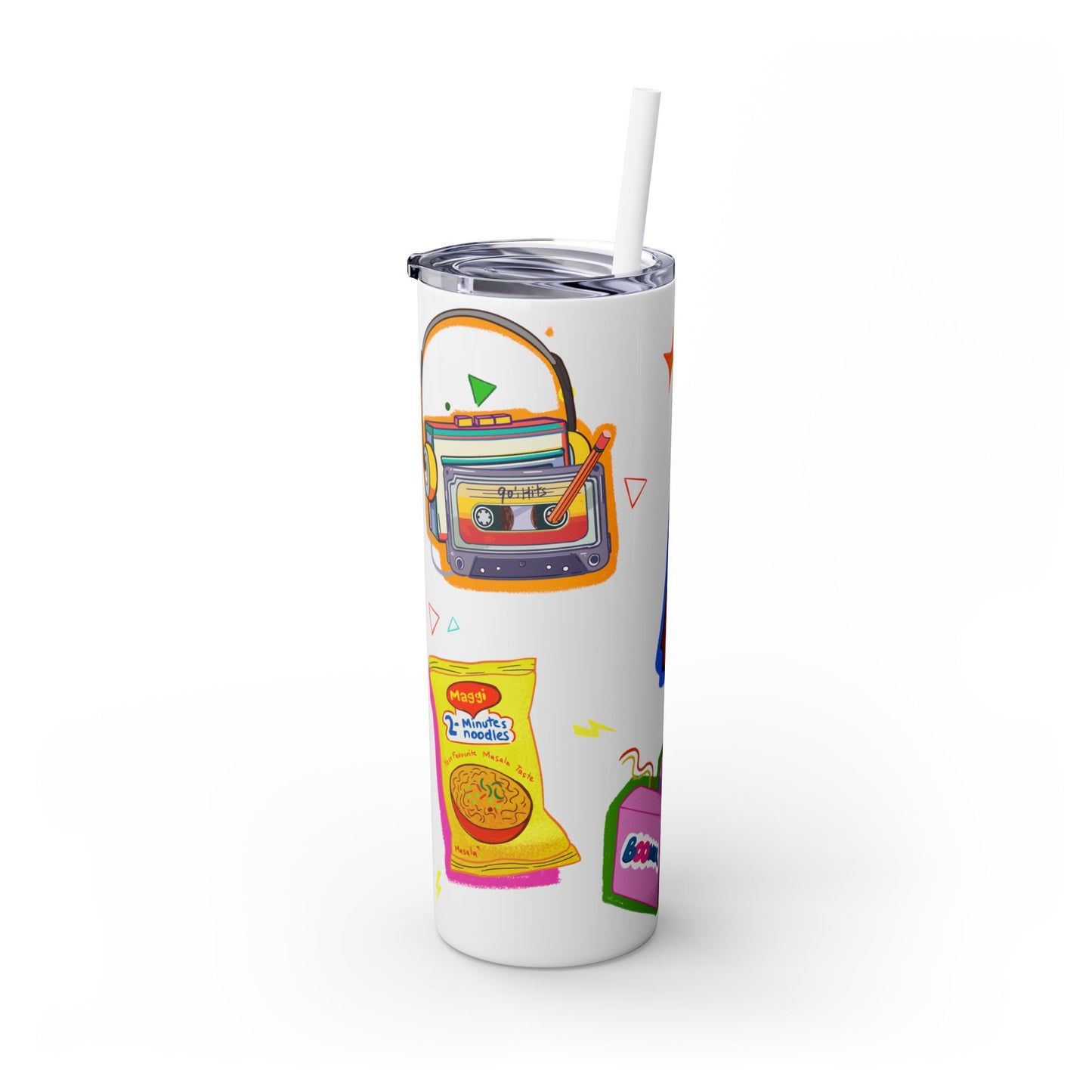 Nostalgia Skinny Tumbler with Straw, 20oz