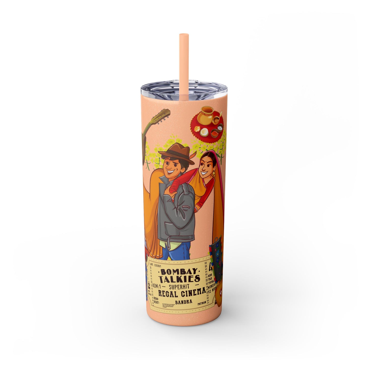 DDLJ Skinny Tumbler with Straw, 20oz