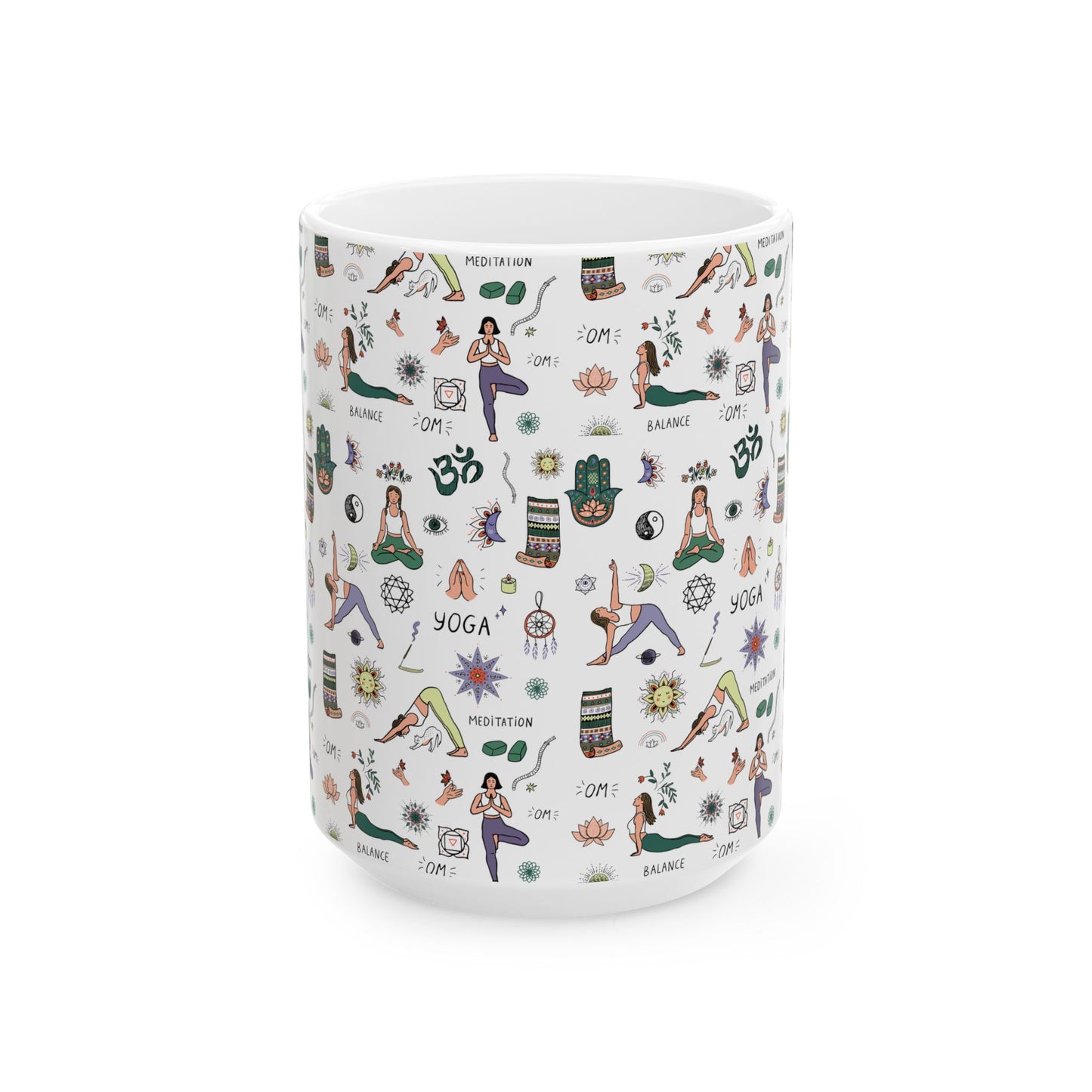 Yoga Ceramic Mug, (11oz, 15oz)