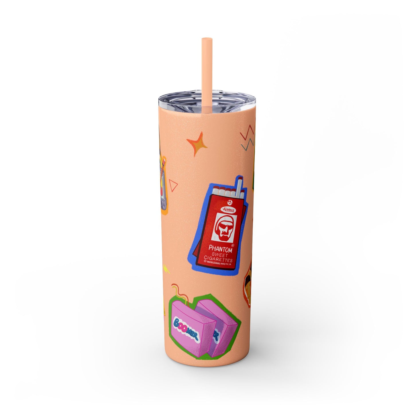 Nostalgia Skinny Tumbler with Straw, 20oz