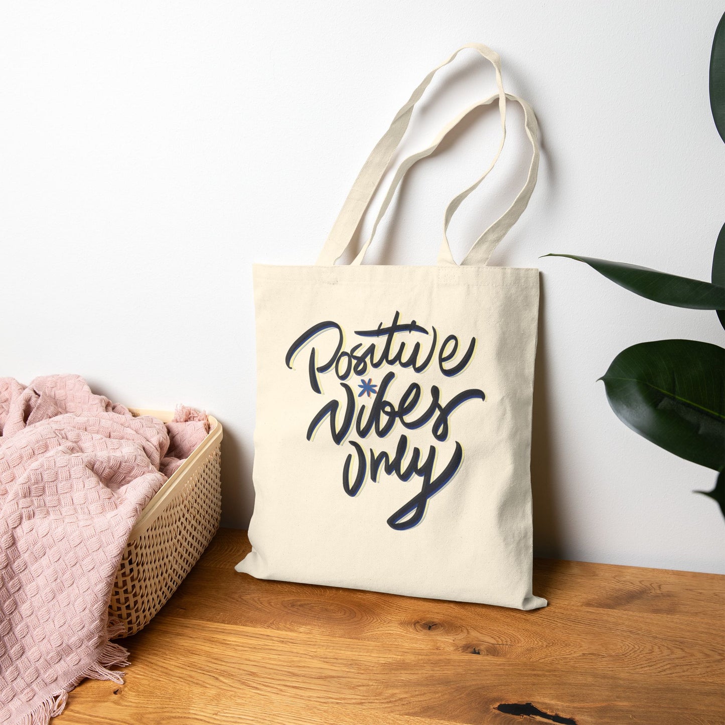 Positive Vibes Only Cotton Canvas Tote Bag