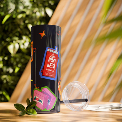Nostalgia Skinny Tumbler with Straw, 20oz