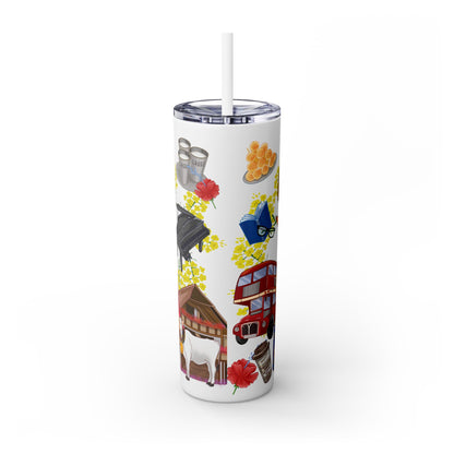 DDLJ Skinny Tumbler with Straw, 20oz
