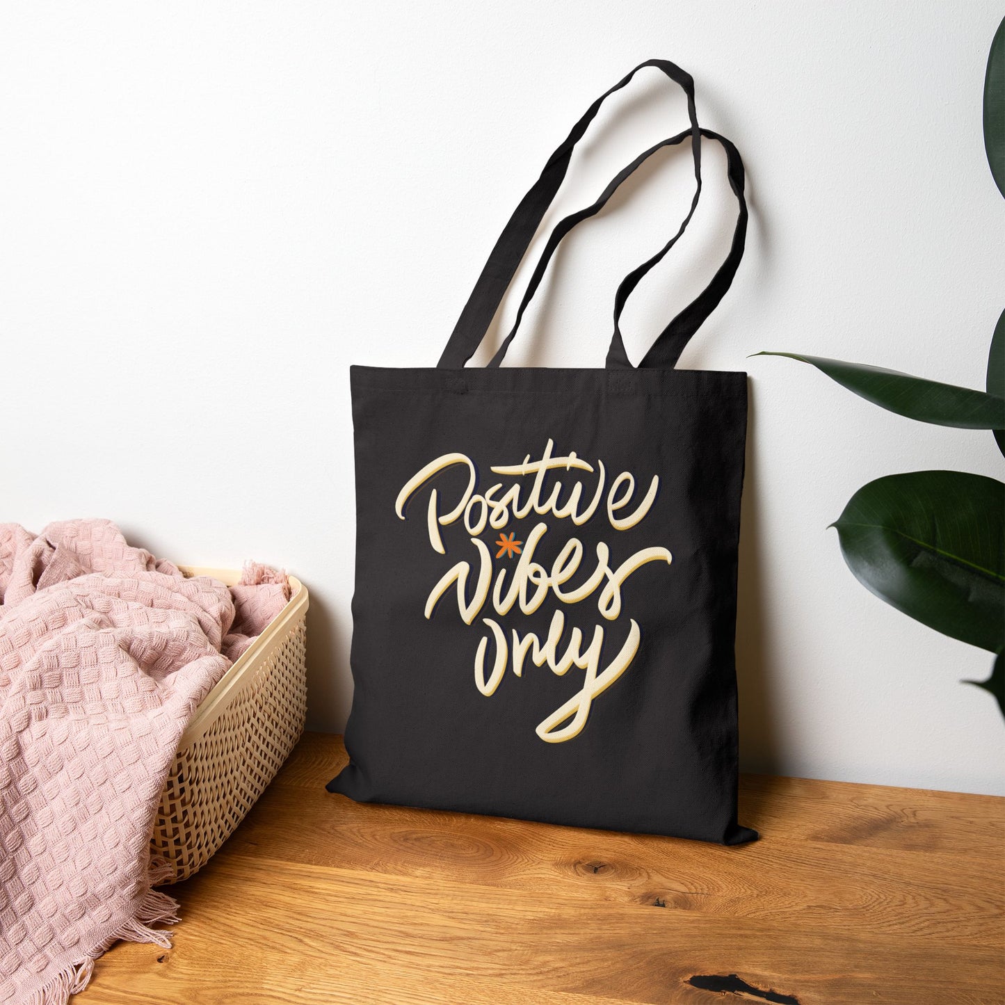 Positive Vibes Only Cotton Canvas Tote Bag