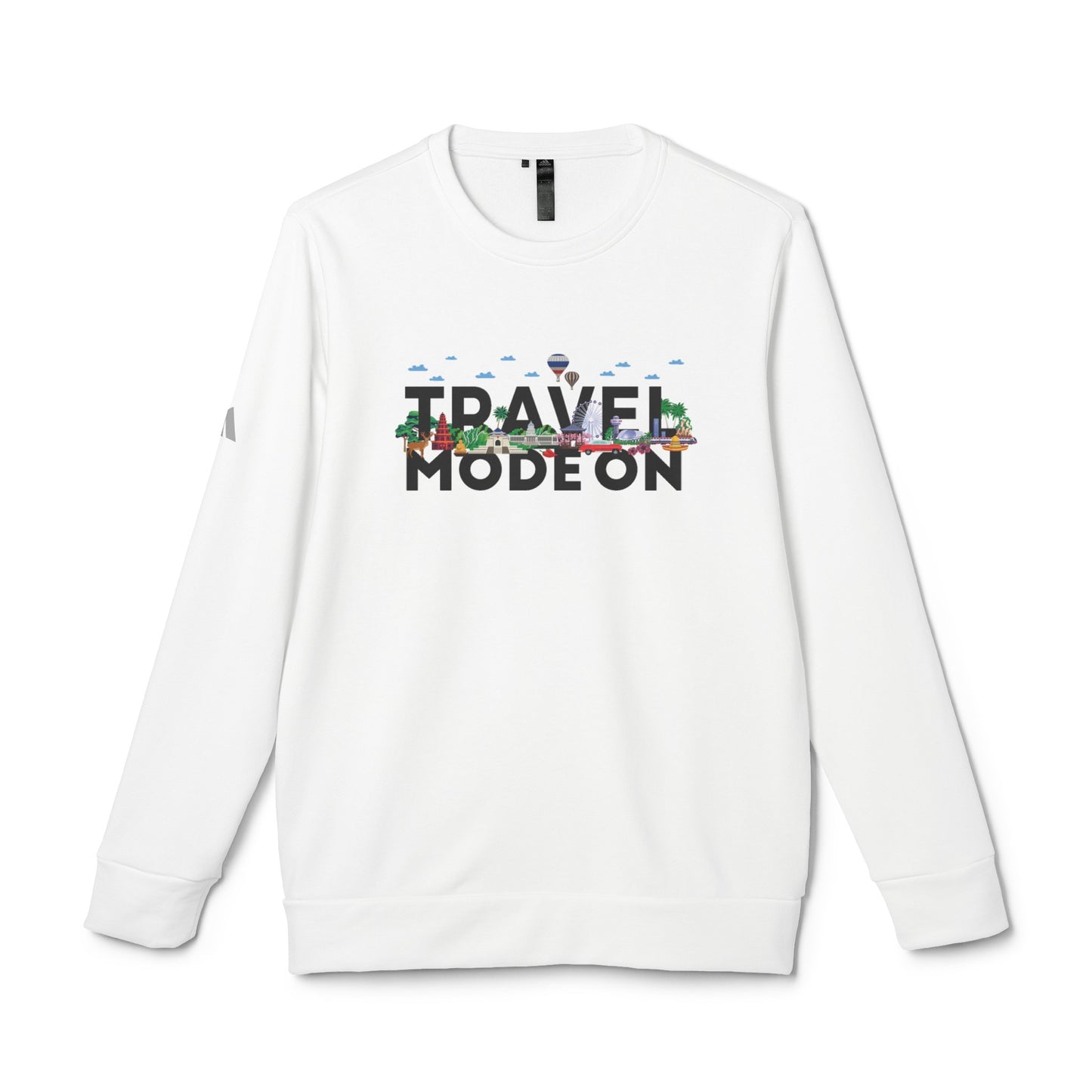 Travel Mode On adidas® Unisex Fleece Crewneck Sweatshirt