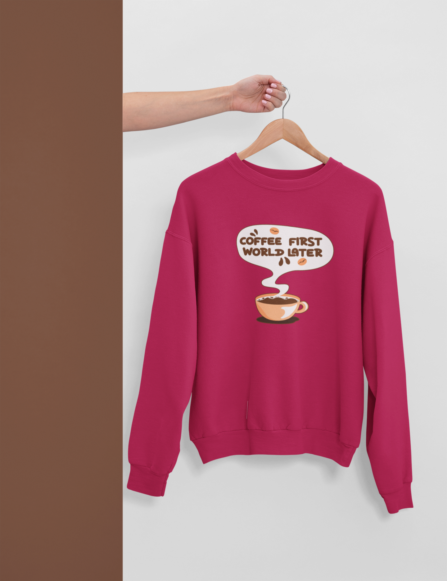 Coffee First World Later Garment-Dyed Sweatshirt